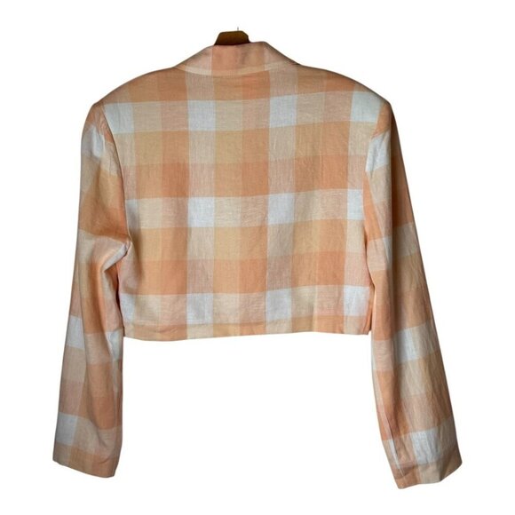 For Love & Lemons Blazer Women Medium Orange Tangerine Cropped Eugenie Coat - Picture 3 of 11